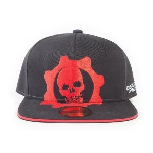 image of Gears Of War - Red Helmet Logo Unisex Snapback Baseball Cap - Black/Red