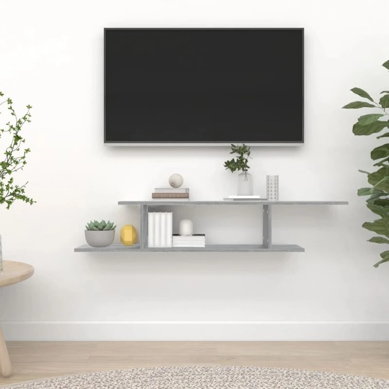 Image of VIDAXL Wall-Mounted tv Shelf Grey Sonoma 125x18x23cm Engineered Wood Vidaxl 8720286956021