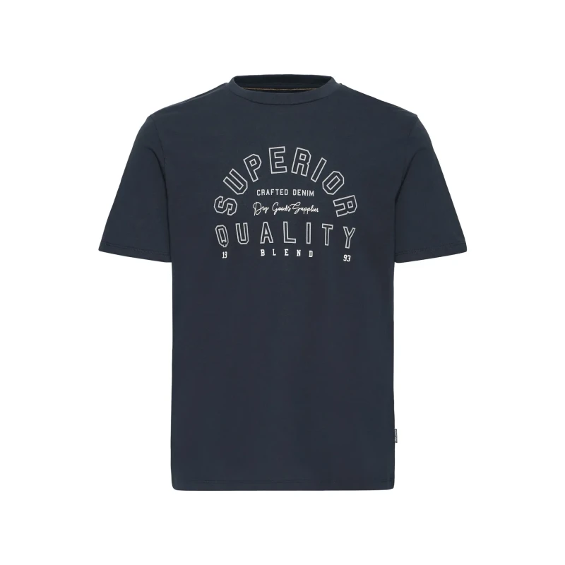 Image of Blend Cotton T-Shirt Blend Igor Logo Bleu Male L