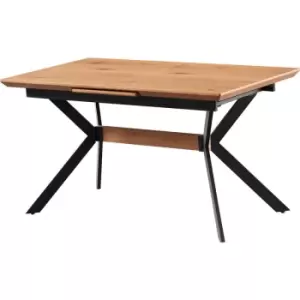 Image of Blaze Lux Extendable Single Dining Table, Solid Metal Legs and Wood Top, Oak - Oak