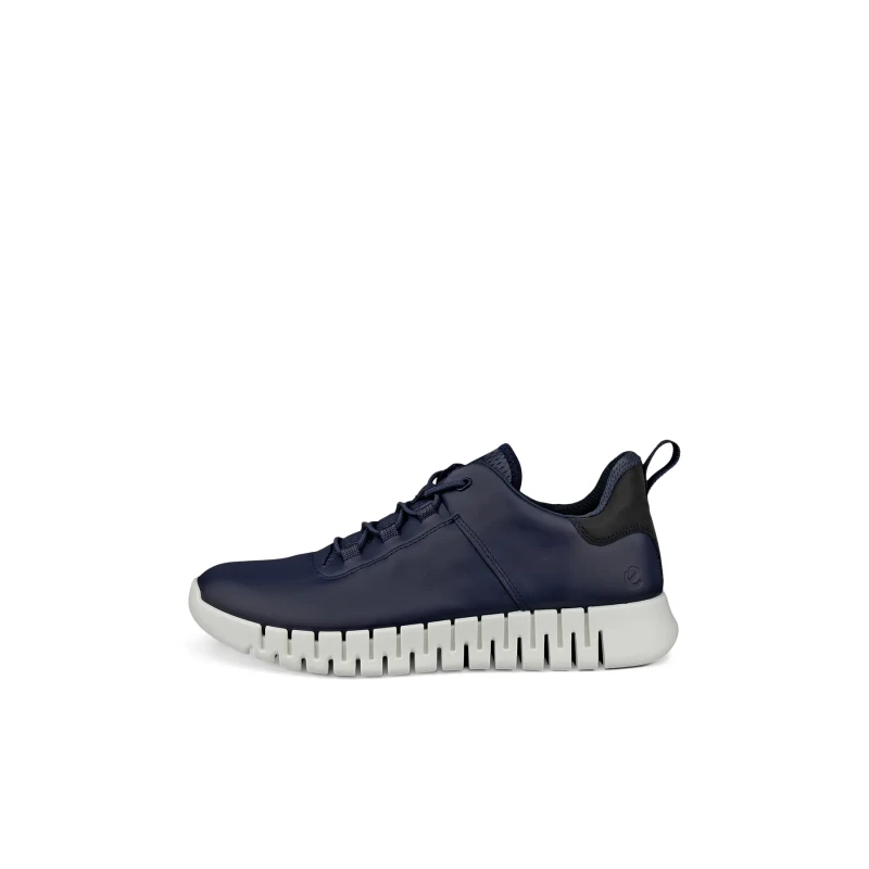Image of Ecco Gruuv Smooth Leather Mens Fashion Trainers - Marine Marine - Size:UK 9-9.5