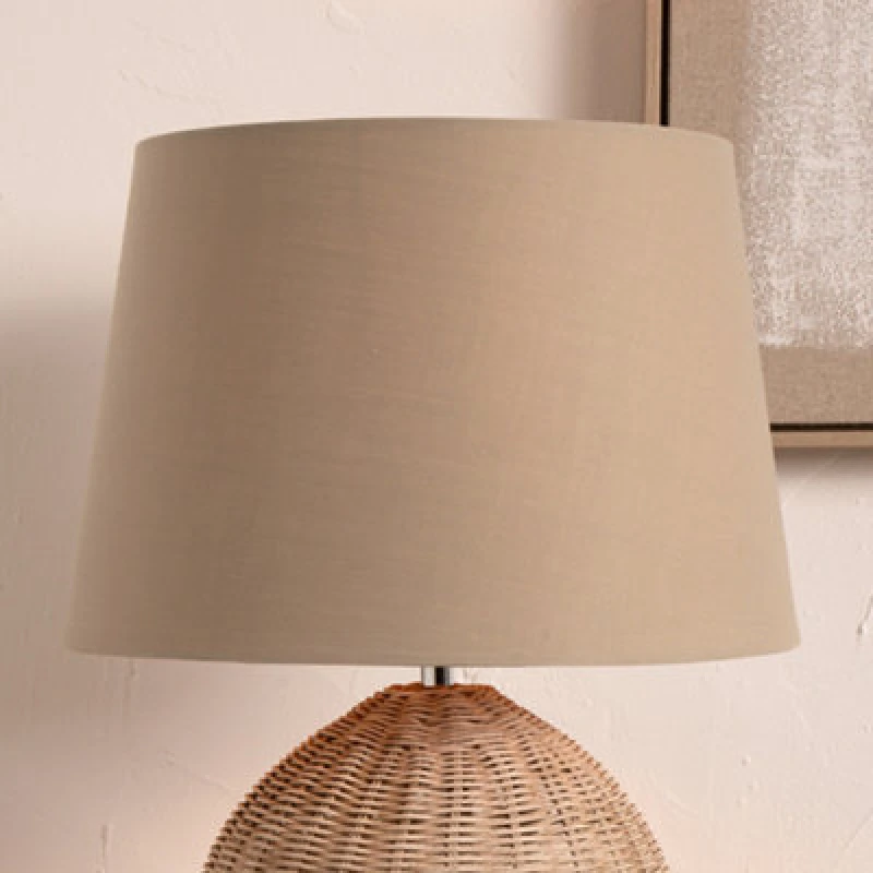 Image of Pacific Lifestyle 35Cm Taupe Tapered Poly Cotton Lampshade For Table Lamps And Floor Lamps