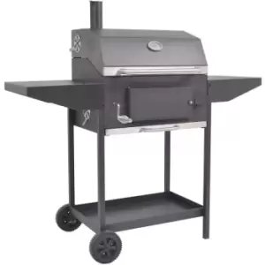 image of Bbq Charcoal Smoker with Bottom Shelf Black Vidaxl Black