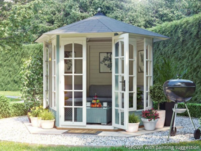 Image of Dunster House Wooden Summerhouse 2.5 X 2 Metres Hexagonal Sun Room Vantage 250