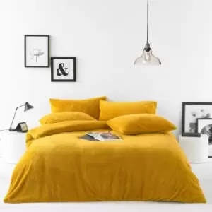 Image of Sherpa Fleece Super Soft Duvet Cover Set Ochre, Ochre / Double