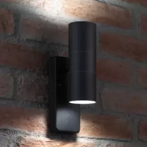 Image of Auraglow - Dusk Till Dawn Sensor Black Up & Down Outdoor Wall Security Light - Cool White