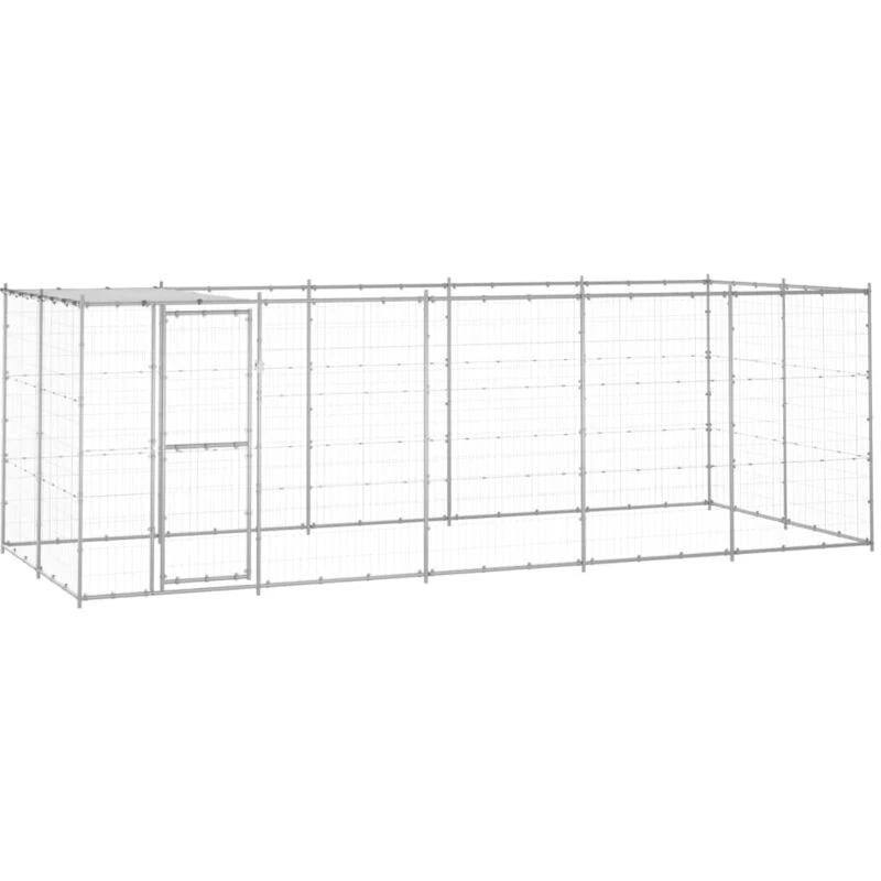 Image of VIDAXL Outdoor Dog Kennel Galvanised Steel with Roof 12.1 m² vidaXL 8720286665787