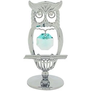 image of Crystocraft Chrome Plated Owl - Crystals From Swarovski