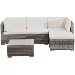 image of Avril Paris - 4 seats outdoor sofa rattan garden furniture set - Grey - cannes - Grey