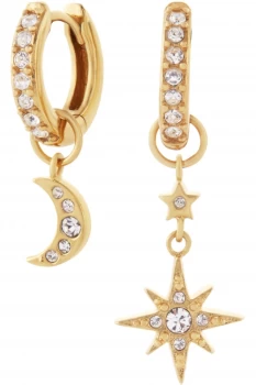 image of Olivia Burton Celestial Moon & North Star Huggie Hoops Gold Earrings OBJCLE39