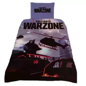 image of Call of Duty: Warzone Logo Duvet Cover Set (Single) (Blue/Black/Red)