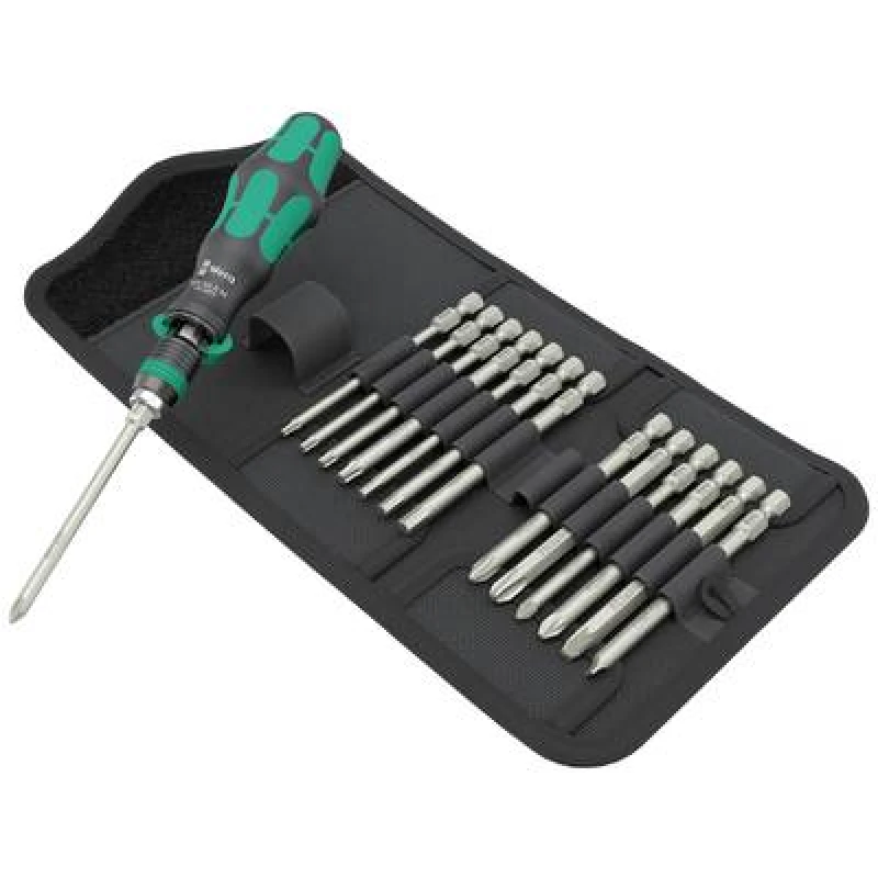 Image of Wera Wera Kraftform Kompakt 838 RA-R M Set 1 05051061001 Bit set 15 Piece Phillips, Pozidriv, TORX, Allen, Slot incl. screwdriver bit holder 050510610