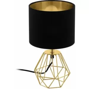 image of Loops - Table Lamp Colour Brass Steel Base Shade Black Gold Fabric Bulb E14 1x60W