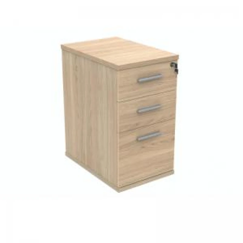 Image of Polaris 3 Drawer Desk High Pedestal 404x600x730mm Canadian Oak KF77875