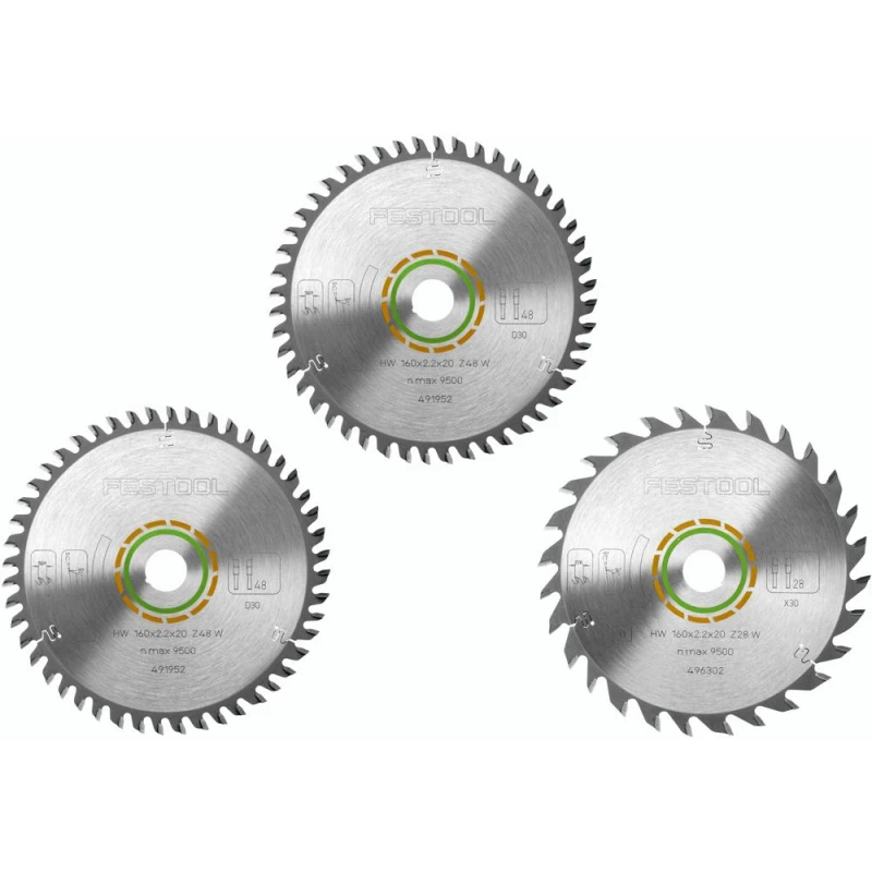 Image of Festool KSB-SORT/3 160mm Circular Saw Blade 3 Piece Set 578565 Diameter: 160mm