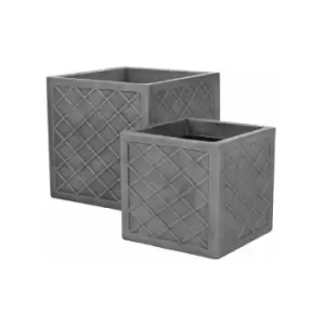 Sankey Lazio 38cm Square Planter Pewter - GN698