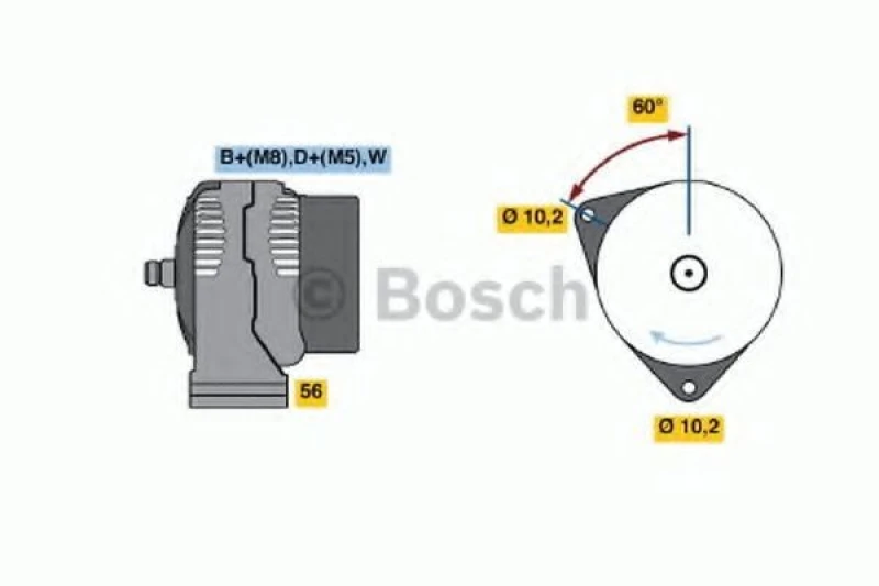 Image of Alternator Bosch 0 986 046 000
