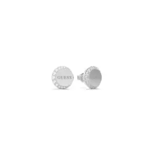 image of Rhodium Plated Coin Crystal Earrings UBE01195RH