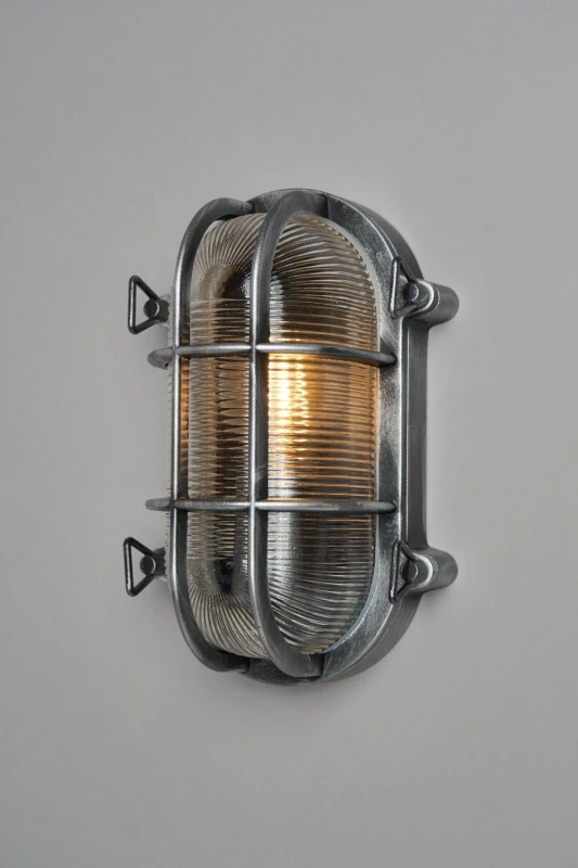 Image of Zink Davey Caged Oval Outdoor Bulkhead Silver