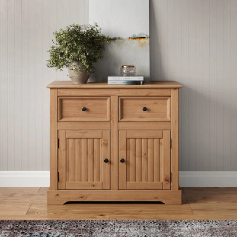 Image of Mercers Furniture Country Antique 2 Door 2 Drawer Sideboard Solid Pine With Mexican Styling, Brown MERCER90A