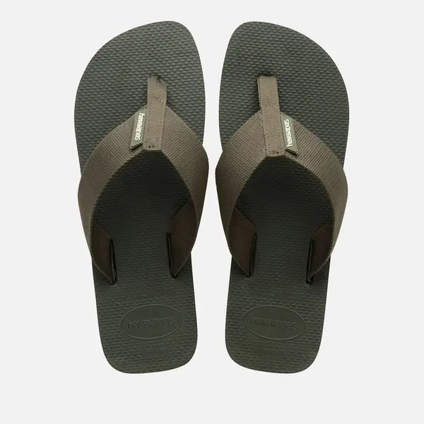 Image of Havaianas Mens Urban Basic Rubber Canvas Flip Flops - UK 6/7 Green Sandals male 4148427-4896 6/7
