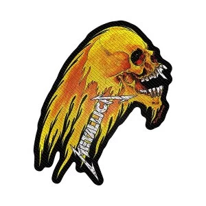 image of Metallica - Flaming Skull Cut-Out Standard Patch