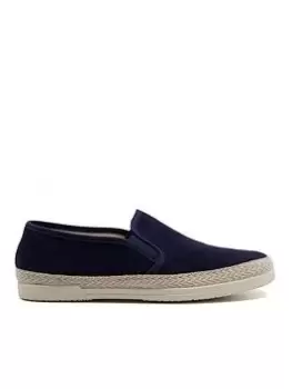 Dune London Dune Francisco Suede Woven Edge Slip On's - Navy, Size 9, Men