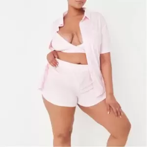 image of Missguided Top, Bralet, and Shorts Set - Pink