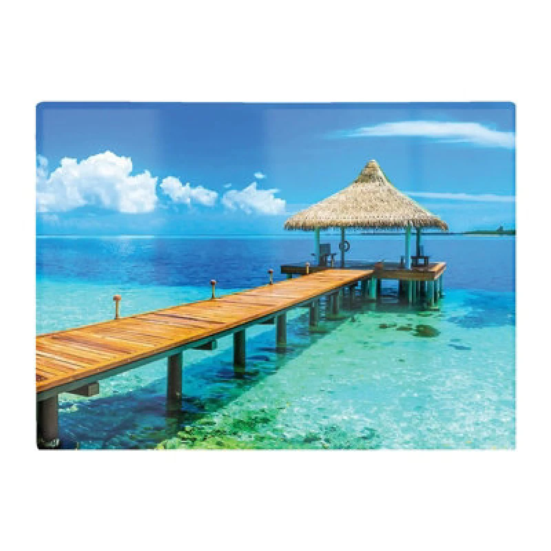 Image of Warren Reed Designer Maldive Beach Resort Glass Chopping Board