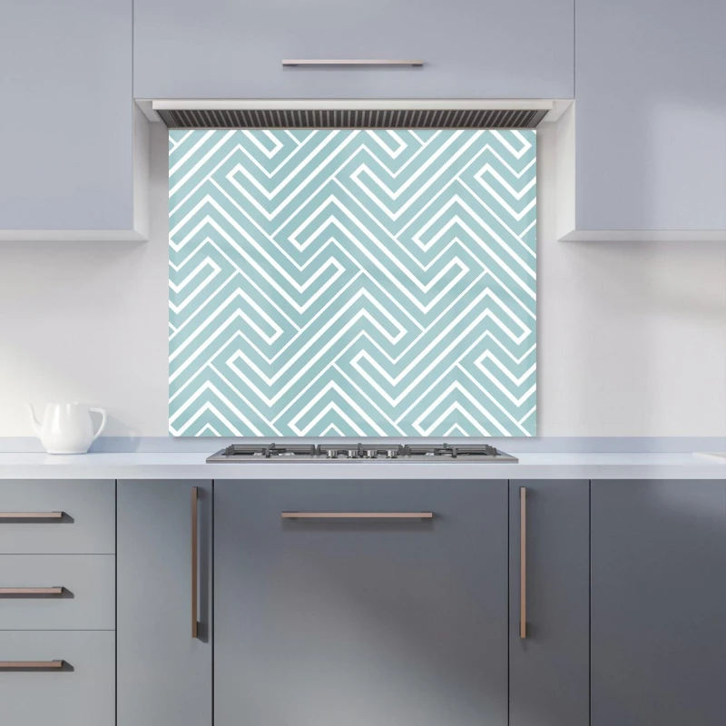 Image of Warren Reed - Designer Blue & White Geometric Pattern Kitchen Splashback in Green Size: 700mm x 650mm Green Unisex 700mm x 650mm