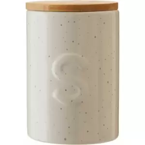 Image of Cream Finish Sugar Canister Speckle Pattern Airtight Jar Round Wooden Lid Kitchen Storage Jars Canister For Sugar Coffee Tea 10 x 15 x 10 - Premier