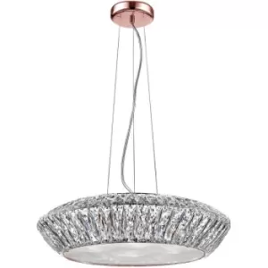 Image of Impex Armel 5 Light LED Crystal Rosy Gold Pendant Ceiling Light