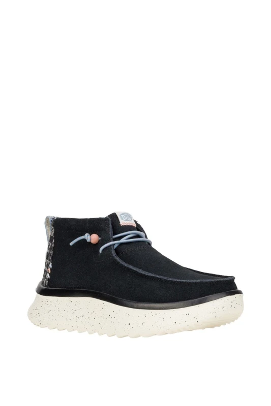 Image of HEYDUDE Womens Wendy Peak Hi Suede Ankle Boots in Black Size: 4 Black Female 4