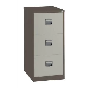 image of Trexus Filing Cabinet Steel Lockable 3 Drawer W470xD622xH1016mm Brown and Cream