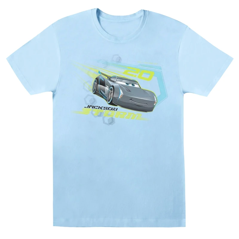 Image of Disney Men Cars Jackson Storm T-Shirt in Baby Blue Size: Small Baby Blue S Male 5059568307279