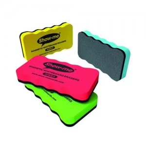 image of Show-me Magnetic Whiteboard Eraser Assorted Pack of 4 MWE4