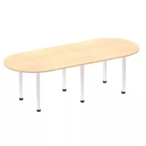 Image of Impulse 2400mm Boardroom Table Maple Top Brushed Aluminium Post Leg