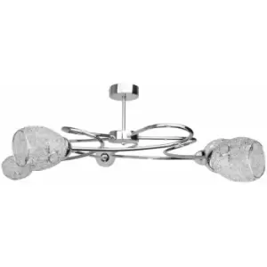 image of Keter Flower Multi Arm Semi Flush Ceiling Light Silver, 63cm, 5x E27