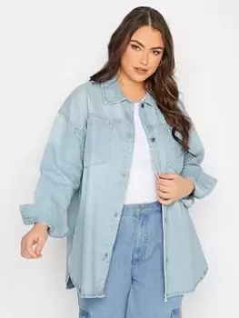 Image of Yours Denim Western Shacket - Blue Size 14, Women