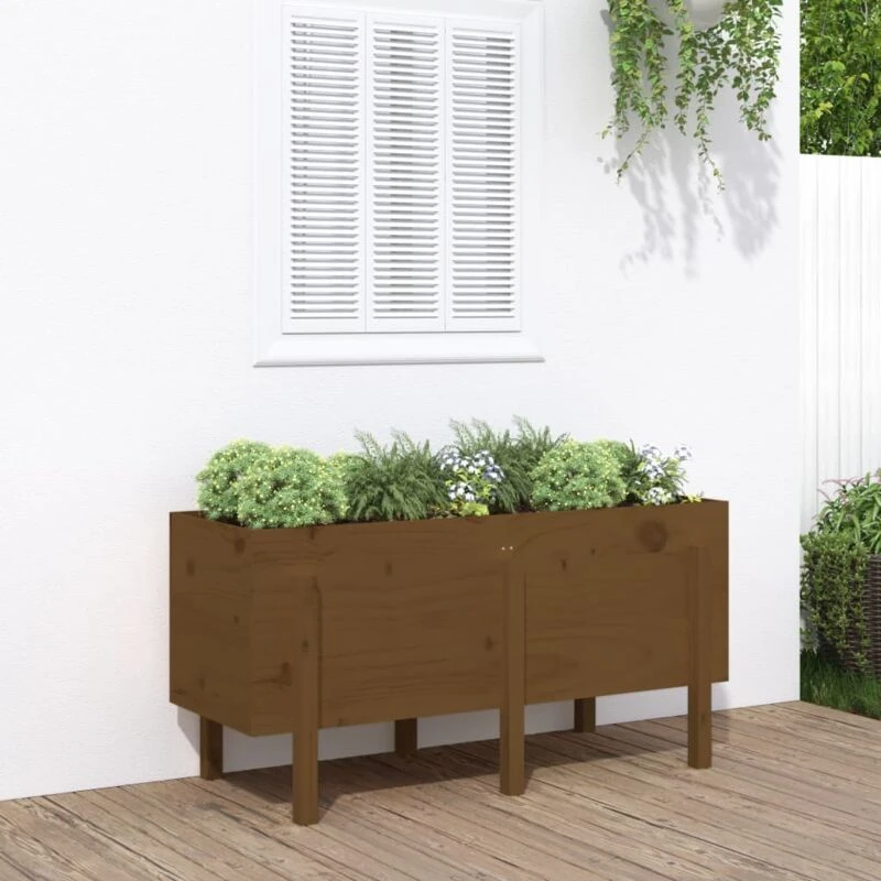 Image of vidaXL Garden Raised Bed Brown 121x50x57cm Solid Wood Pine, Brown 825229