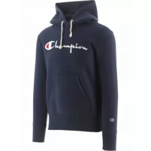Image of Champion Navy Embroidered Script Logo Reverse Weave Hoodie