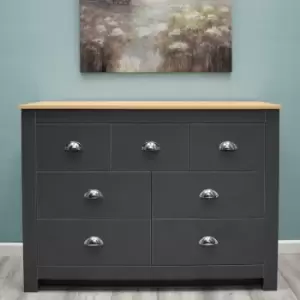 Image of Westbury Traditional 7 Drawer Merchant Chest - Dark Grey & Light Oak - Dark Grey