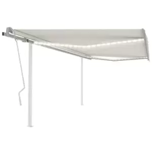 image of Vidaxl Manual Retractable Awning With LED 4.5X3.5 M Cream