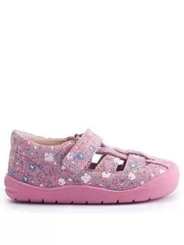 Image of Start-rite X Jojo Maman Bébé Bestie Pink Floral Nubuck Leather Riptape First Sandals/shoes - Pink Floral, Size 3.5 Younger
