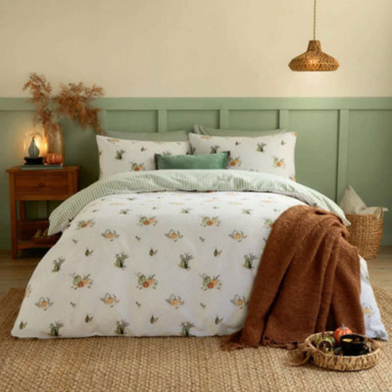 Image of Wylder Pumpkinspice Brushed Cotton Reversible Duvet Cover Set, White, King