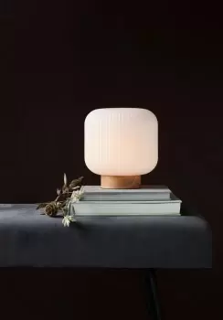 Image of Milford Indoor Living Dining Bedroom Glass Table Lamp in Nature (Diam) 20cm