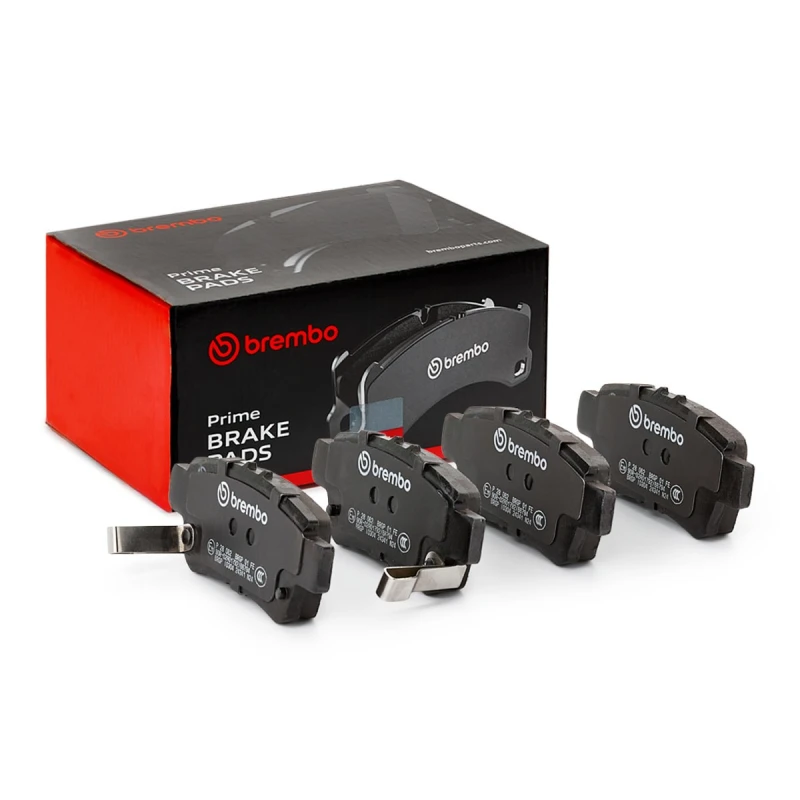 Image of BREMBO P 28 062 Brake pad set PRIME LINE with acoustic wear warning, without accessories, with anti-squeak plate Brake Pad Set,disc brake (402)