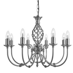 Image of 8 Light Chandelier Satin Silver Finish, E14