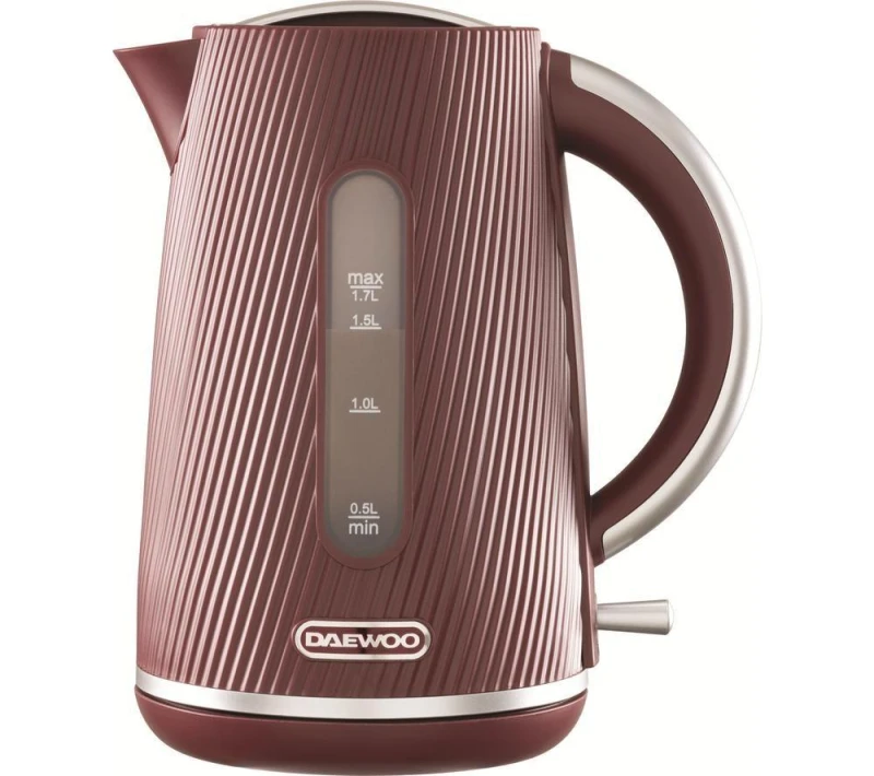Image of Daewoo Daewoo 3000W 'Cascade' Fast Boil Electric Kettle Modern Ribbed Matt Finish in Dark Red Size: Medium Dark Red Medium Unisex 5024996984095