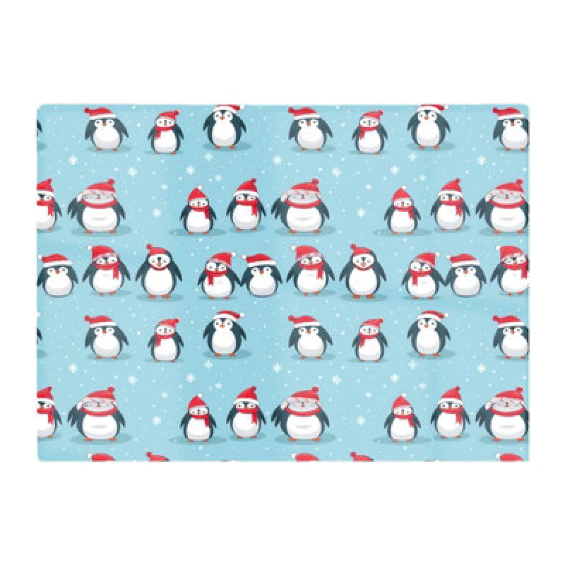 Image of Warren Reed Designer Adorable Santa Penguins Glass Chopping Board